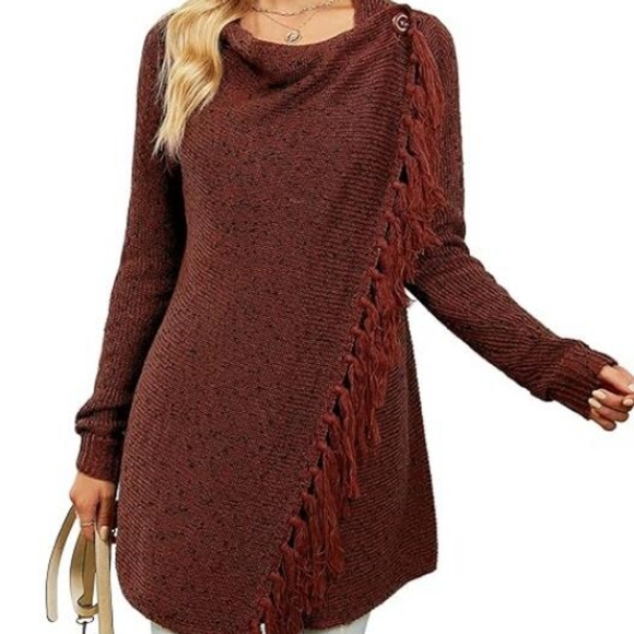 asrgdrfg Sweaters - Women's Tassel Hem Sweater Long